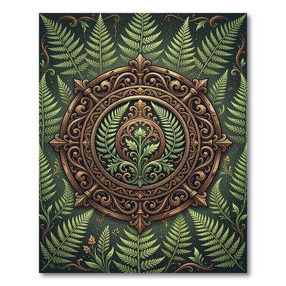 Ornate Gold Fern Medallion Rug
