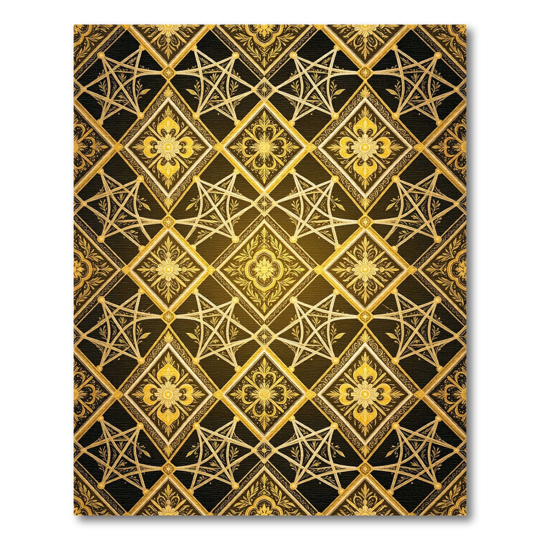Gilded Baroque Diamond Star Lattice Rug