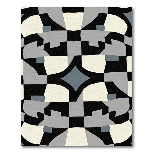 Monochromatic Abstract Geometric Shape Rug