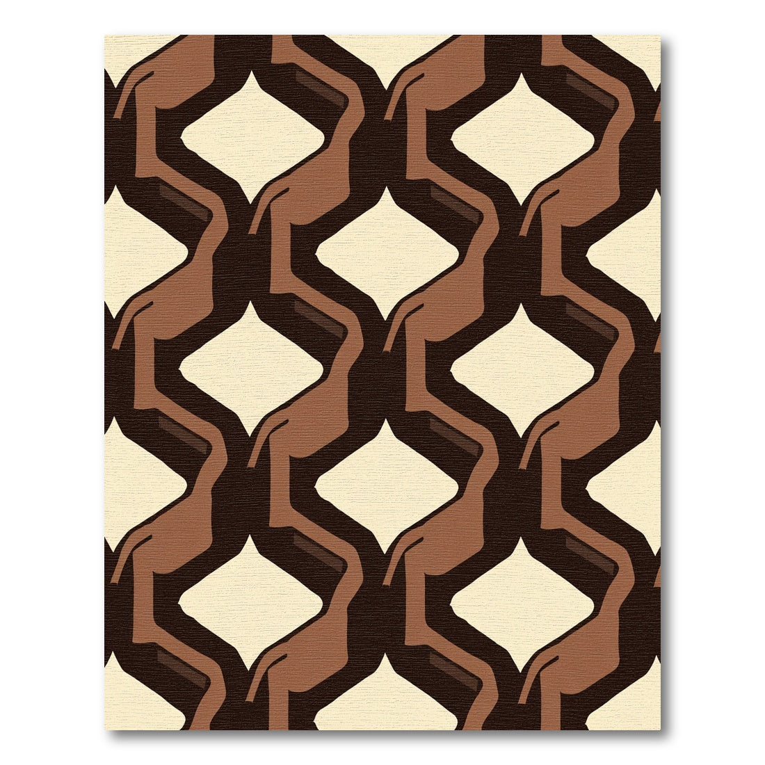 Amber Brown Interlocking Diamond Shapes Rug