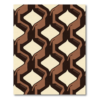 Amber Brown Interlocking Diamond Shapes Rug