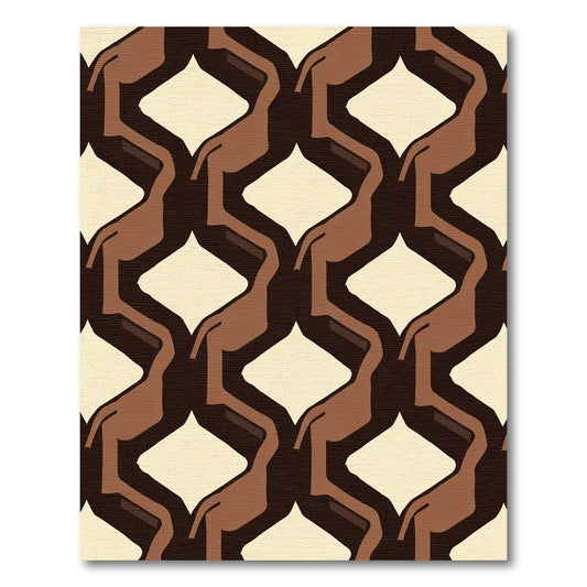 Amber Brown Interlocking Diamond Shapes Rug