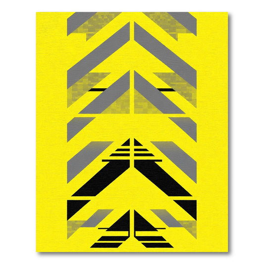 Bold Yellow Gray Abstract Arrows Rug