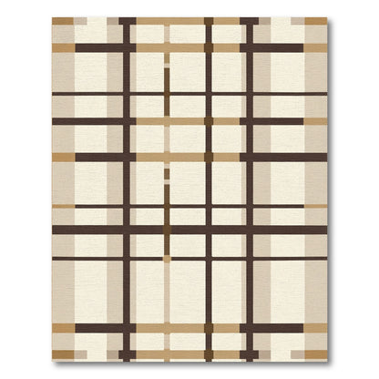 Classic Tartan Brown Cream Grid Rug