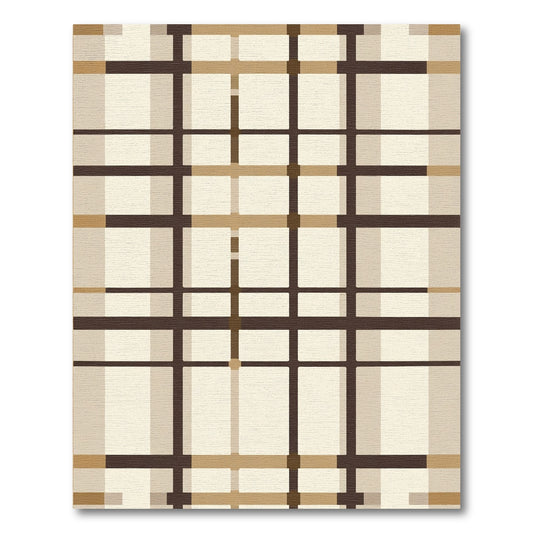 Classic Tartan Brown Cream Grid Rug