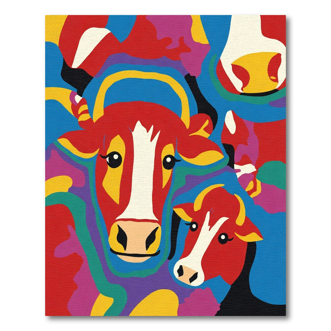 Vibrant Red Cow Family Collage Rug