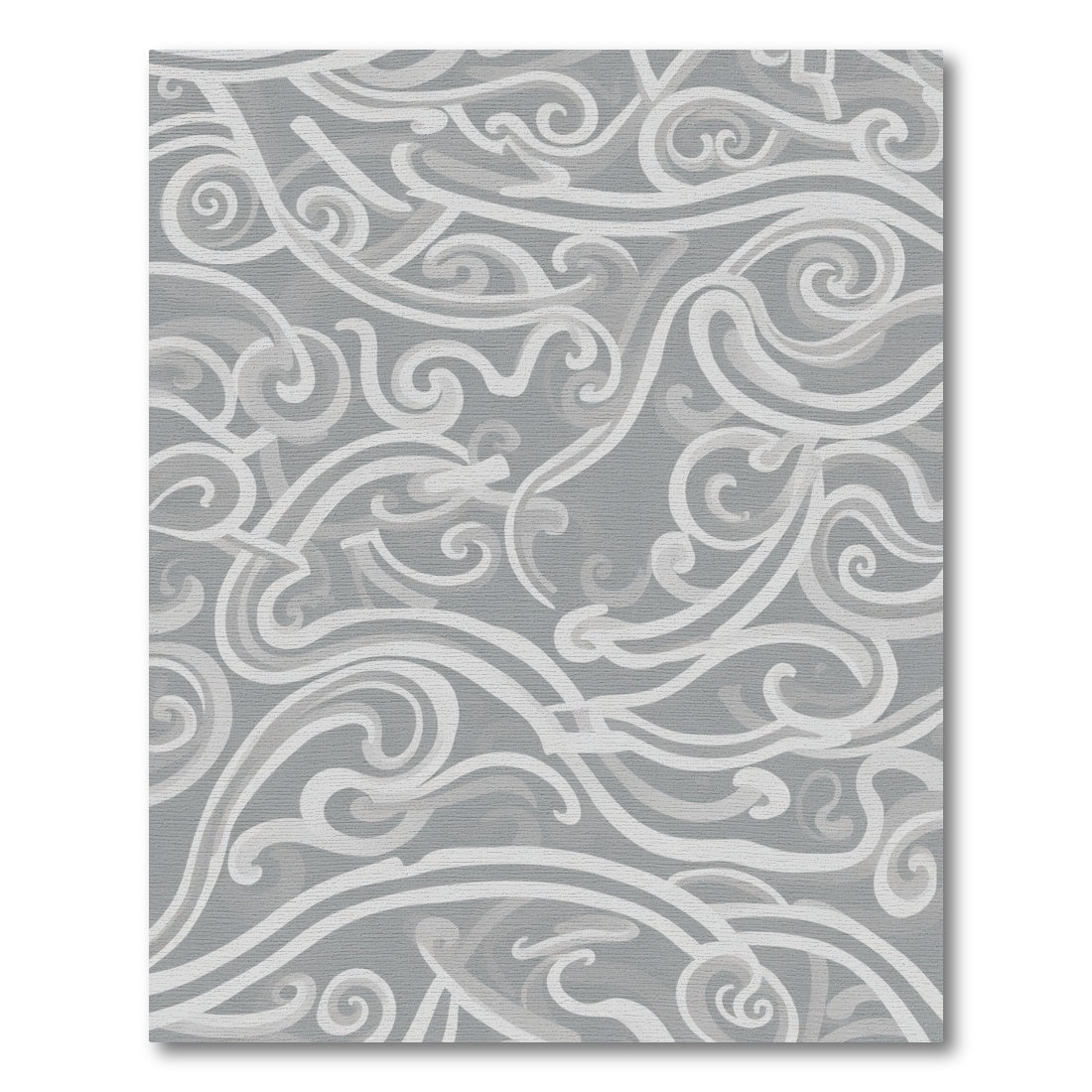 Gray Swirling Abstract Ribbon Rug