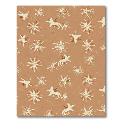 Sepia And Cream Abstract Flower Wildlife Rug