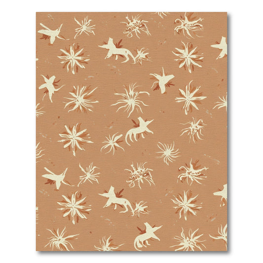 Sepia And Cream Abstract Flower Wildlife Rug