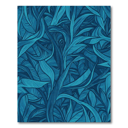 Deep Blue Emerald Foliage Swirls Rug