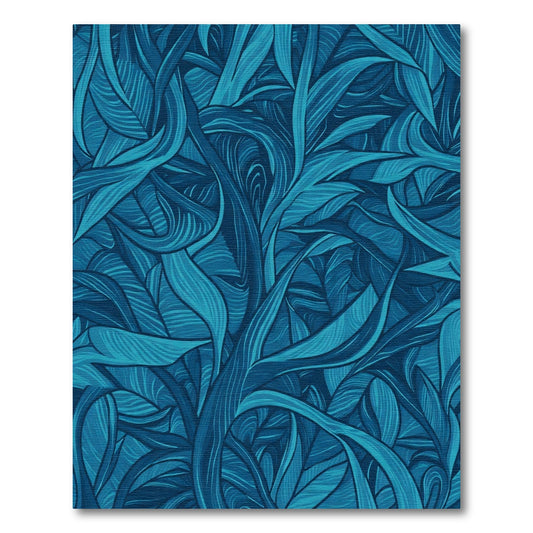 Deep Blue Emerald Foliage Swirls Rug