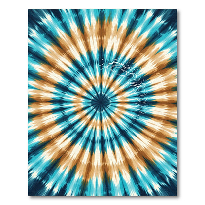 Aqua Tan Psychedelic Sunburst Rug