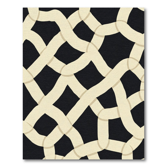 Cream Intertwine Lattice Black Rug