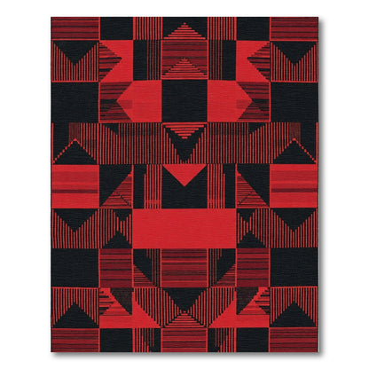 Modern Red Black Geometric Shapes Rug