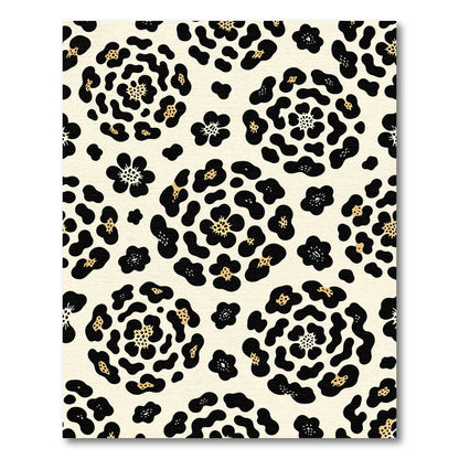 Cream and Black Leopard Floral Rug