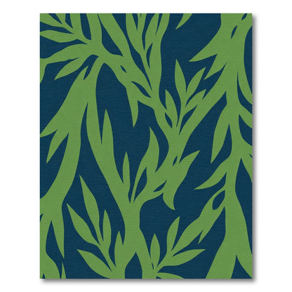 Deep Blue Green Leafy Branches Rug
