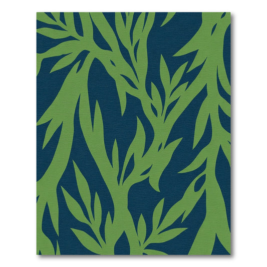 Deep Blue Green Leafy Branches Rug