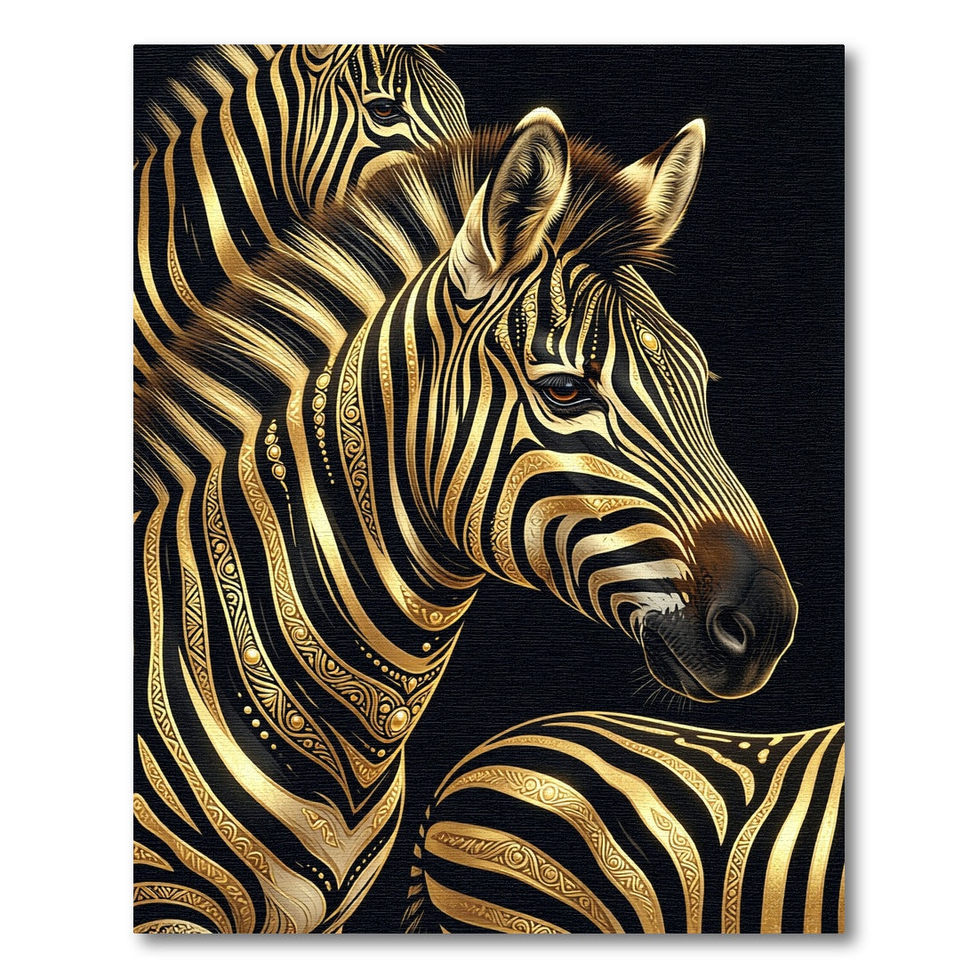 Elegant Black Gold Zebra Animal Rug