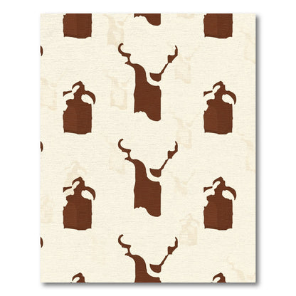 Brown Cream Abstract Deer Head Rug