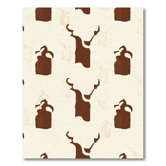 Brown Cream Abstract Deer Head Rug