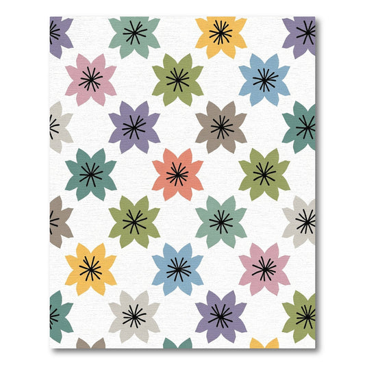 Pastel Flower Blossom Geometric Repeat Rug