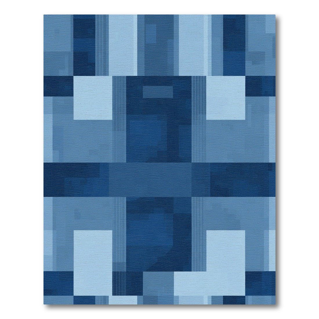 Deep Blue Rectangular Geometric Overlay Rug