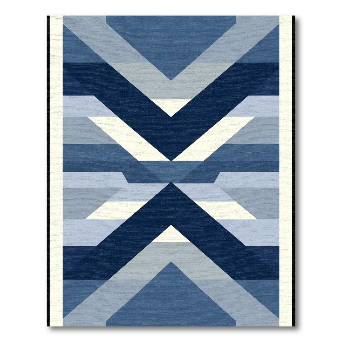 Geometric Blue Chevron Array Rug