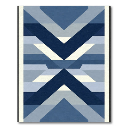 Geometric Blue Chevron Array Rug