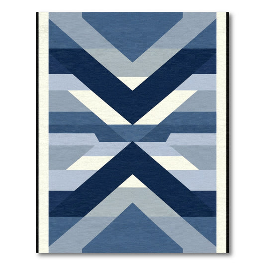 Geometric Blue Chevron Array Rug