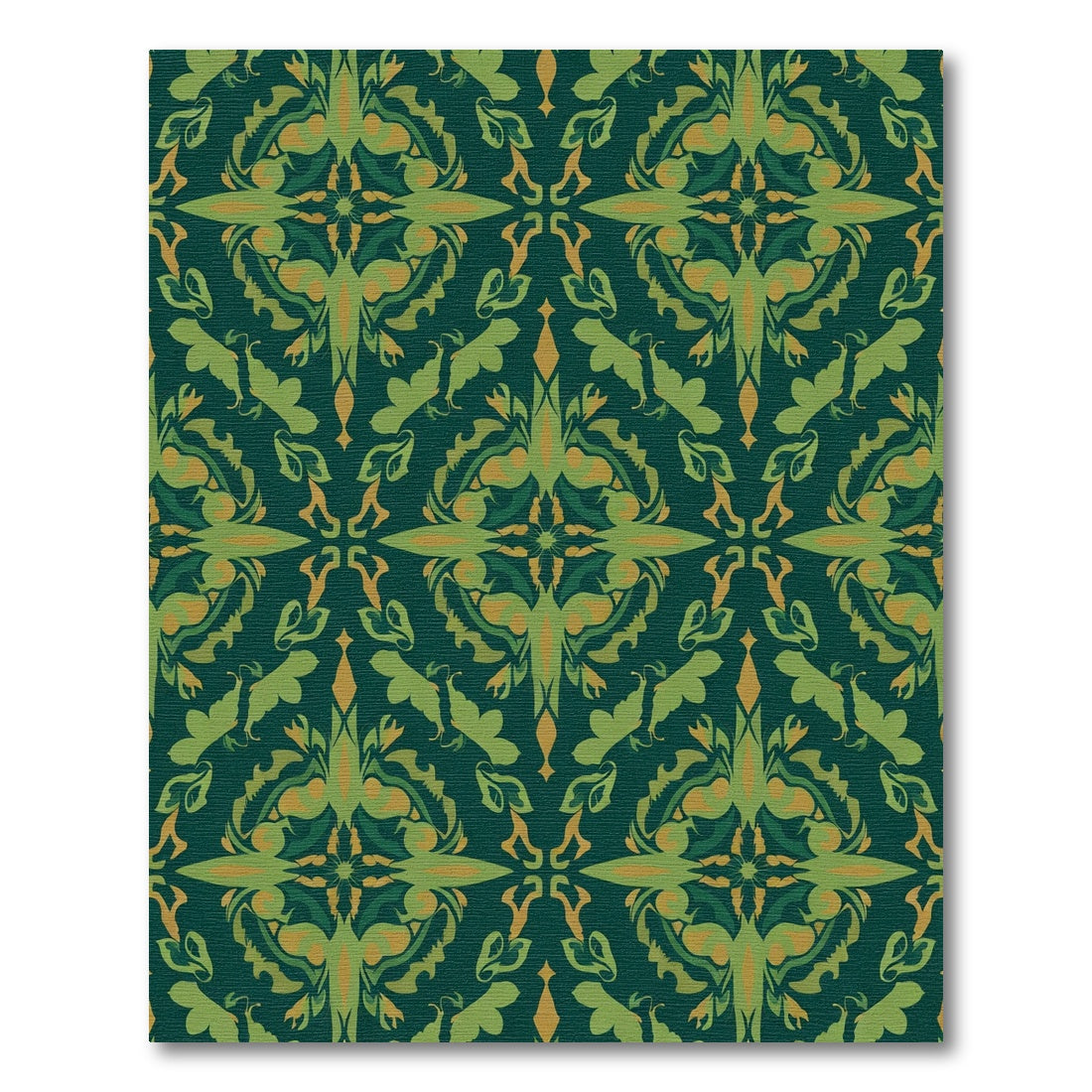 Emerald Green Floral Symmetry Rug