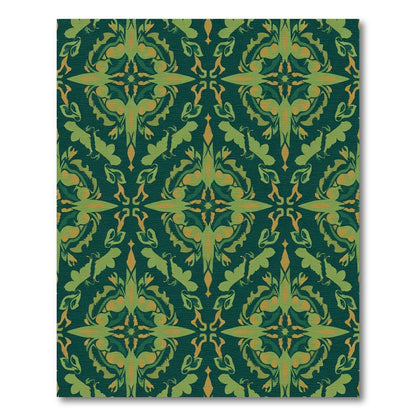 Emerald Green Floral Symmetry Rug