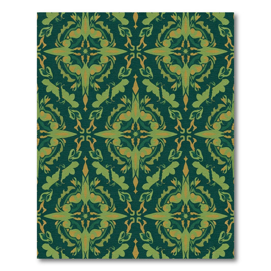 Emerald Green Floral Symmetry Rug