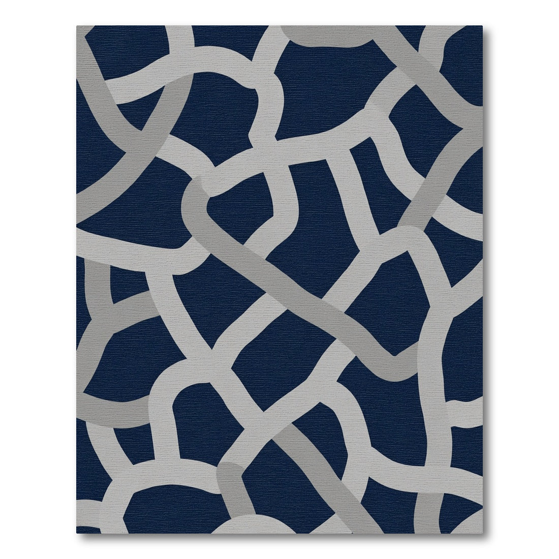 Navy Blue Intertwined Curves Rug