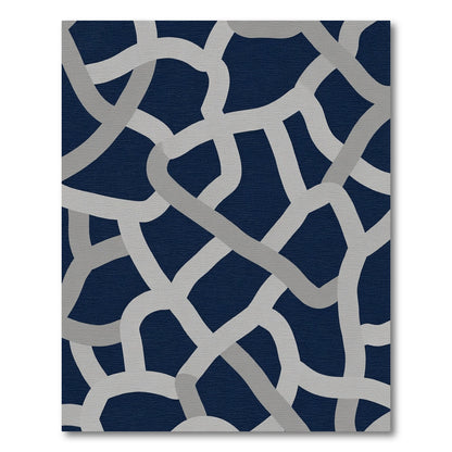 Navy Blue Intertwined Curves Rug