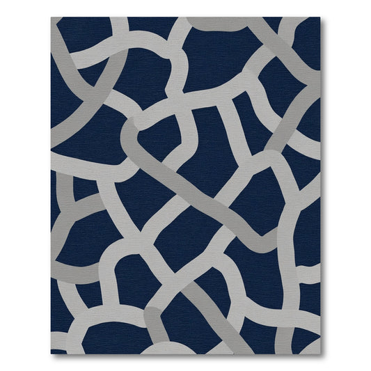 Navy Blue Intertwined Curves Rug