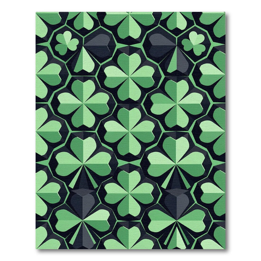Modern Emerald Geometric Clover Hexagon Rug