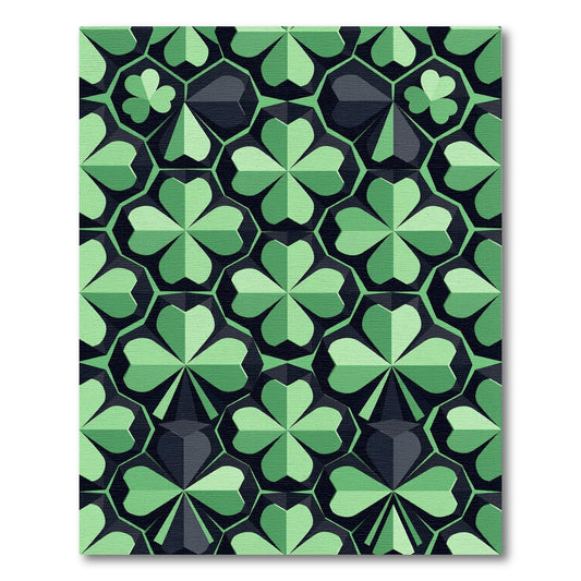 Modern Emerald Geometric Clover Hexagon Rug