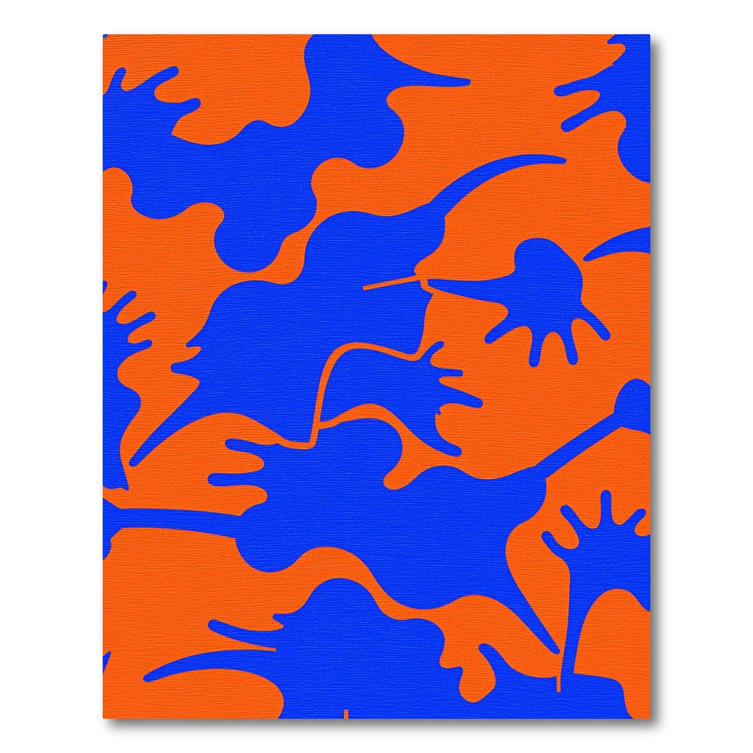 Vibrant Orange Blue Abstract Blob Rug