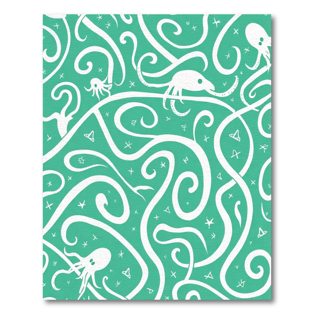 Turquoise White Octopus Tentacle Swirl Rug