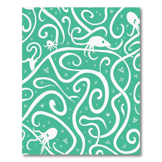 Turquoise White Octopus Tentacle Swirl Rug