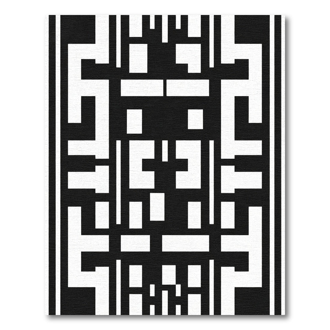 Bold Interlocking Black White Squares Rug