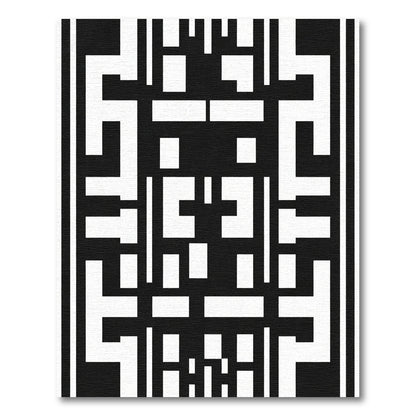 Bold Interlocking Black White Squares Rug