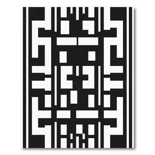 Bold Interlocking Black White Squares Rug