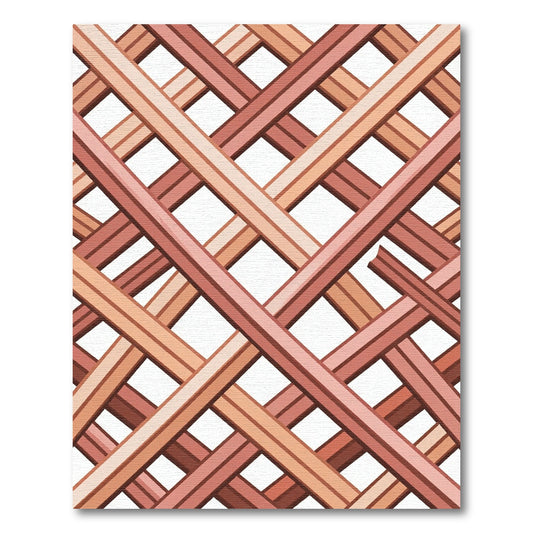 Earthy Terracotta Woven Lattice Grid Rug