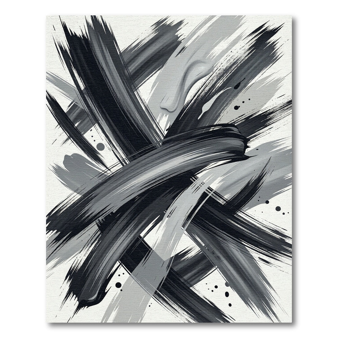 Monochromatic Dynamic Brush Stroke Abstract Rug