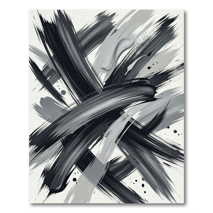 Monochromatic Dynamic Brush Stroke Abstract Rug