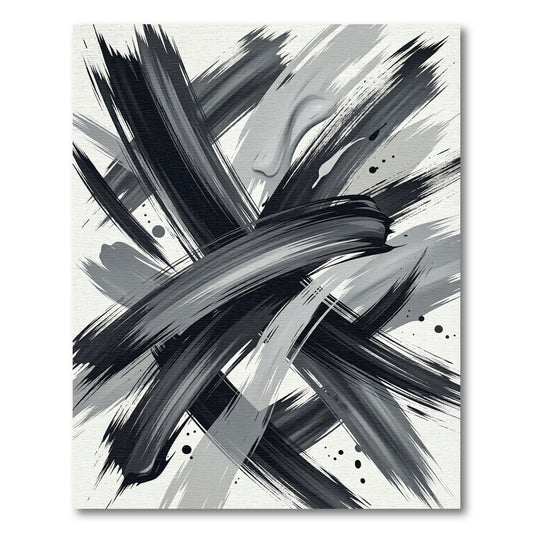Monochromatic Dynamic Brush Stroke Abstract Rug