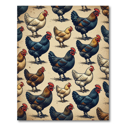 Vintage Chicken Illustration Farm Tablecloth Rug