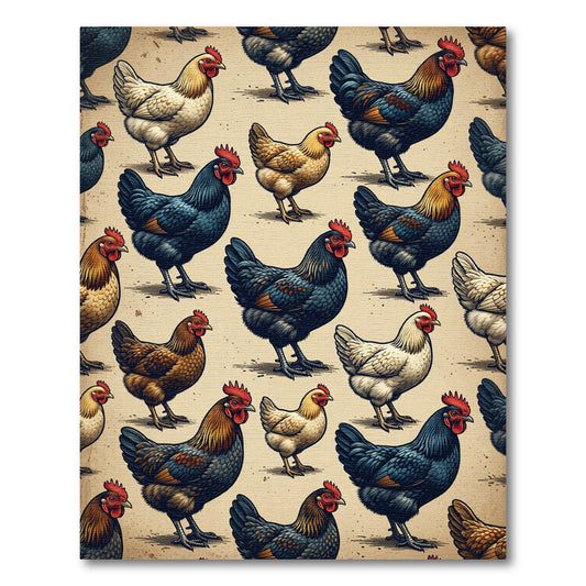 Vintage Chicken Illustration Farm Tablecloth Rug