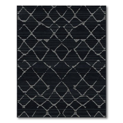 Dark Gray Diamond Textured Weave Rug
